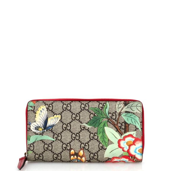 Gucci Handbags - Gucci Zip Around Wallet Tian Print GG Coated Canvas Brown, Print